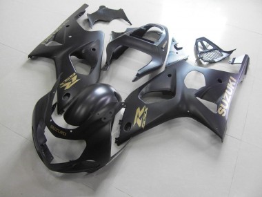 All Matte Black with Gold Sticker 2000-2002 GSXR 1000 Motorcycle Fairings