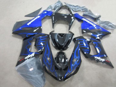 Black Blue Flame Ninja 636 2005-2006 ZX6R Motorcycle Fairings