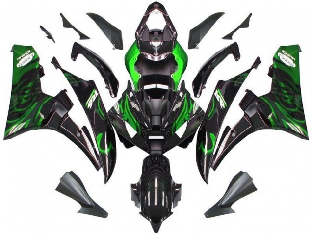 Black Green Flame 2006-2007 YZF R6 Motorcycle Fairings