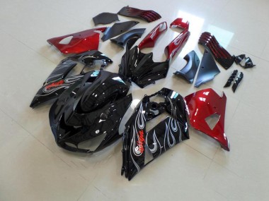 Black Nd Red Silver Flame 2006-2011 ZX14R ZZR1400 Motorcycle Fairings