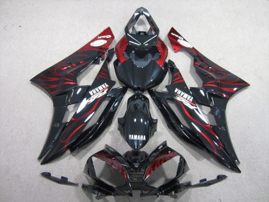 Black Red Flame 2006-2007 YZF R6 Motorcycle Fairing