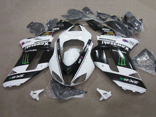 Black White Monster 2007-2008 ZX6R Motorcycle Fairings