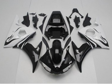 Black and White 2003-2005 YZF R6 Motorcycle Fairings