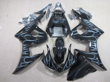 Black with Flame 2003-2005 YZF R6 Motorcycle Fairings