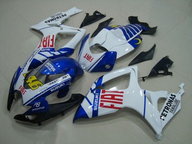 Blue White Fiat 46 2006-2007 GSXR 750 Motorcycle Fairings