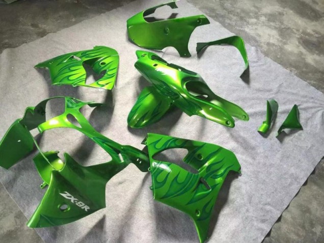 Green Green Flame 2000-2001 ZX9R Motorcycle Fairings