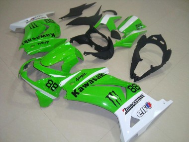 Green and White 2008-2012 ZX250R Motorcycle Fairings