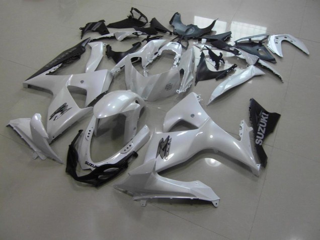 Pearl White and Black 2009-2016 GSXR 1000 Motorcycle Fairings