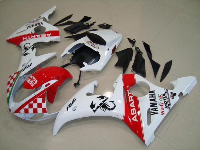 Red White 2003-2005 YZF R6 Full Motorcycle Fairing Kits