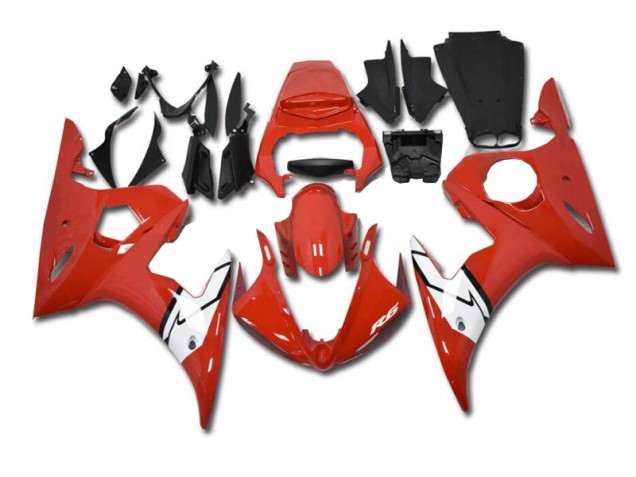 Red White 2003-2005 YZF R6 Motorcycle Fairing