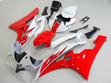 Red White 2006-2007 YZF R6 Motorcycle Fairing Kits & Plastic