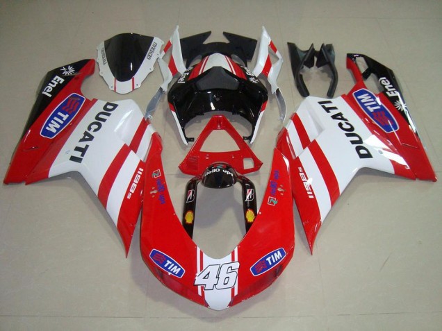 Red White 46 2007-2014 Ducati 848 1098 1198 Motorcycle Fairings