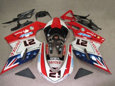 Red White Breil Xerox 21 2007-2014 Ducati 1098 Motorcycle Fairings