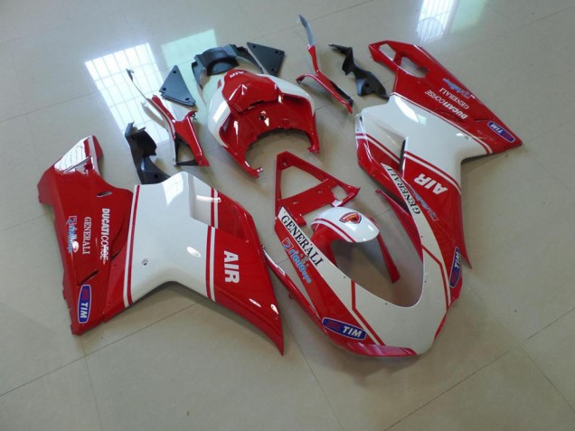 Red and White Air 2007-2014 Ducati 848 1098 1198 Motorcycle Fairings