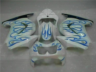 White Blue Flame 2008-2012 EX250 Motorcycle Fairings