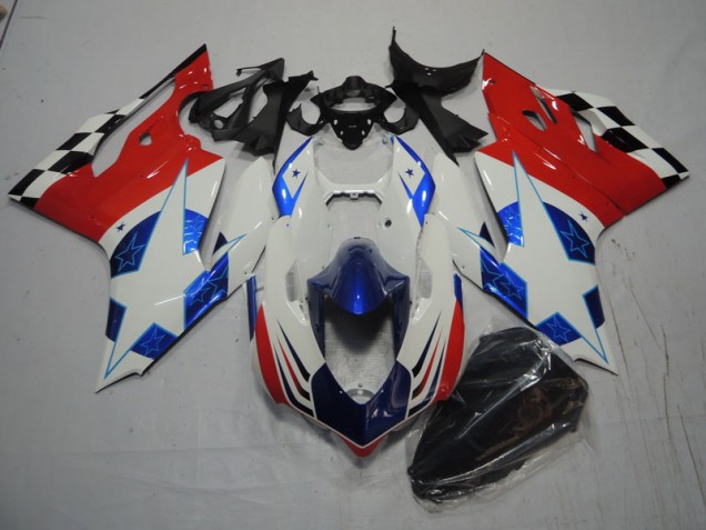 White Blue Red 2011-2014 Ducati 1199 Motorcycle Fairings