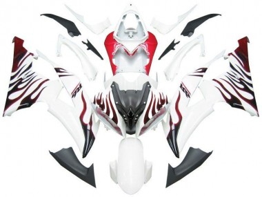 White Red Flame R6 2008-2016 YZF R6 Motorcycle Fairings