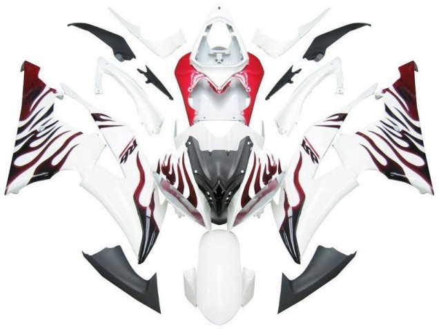 White Red Flame R6 2008-2016 YZF R6 Motorcycle Fairings