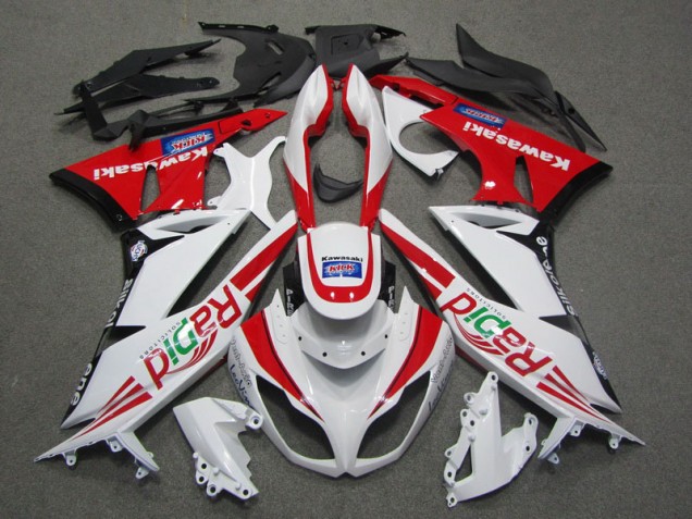 White Red Rapid 2009-2012 ZX6R Motorcycle Fairings