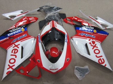 White Red Xerox 2007-2014 Ducati 1098 Motorcycle Fairings