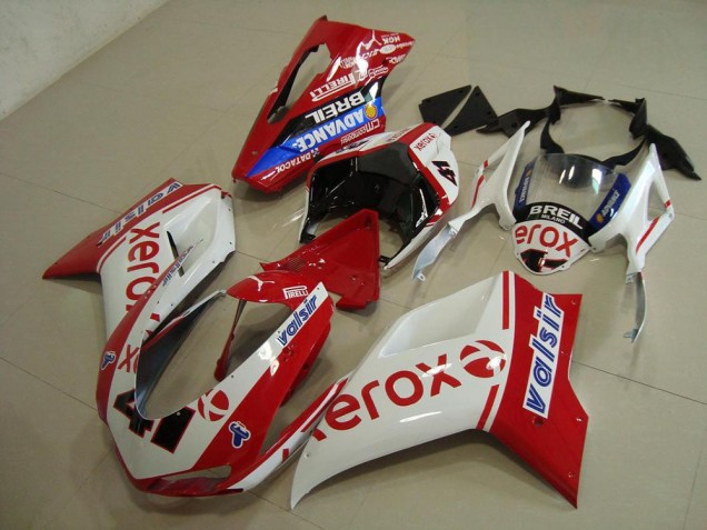 White Red Xerox 2007-2014 Ducati 848 1098 1198 Motorcycle Fairings