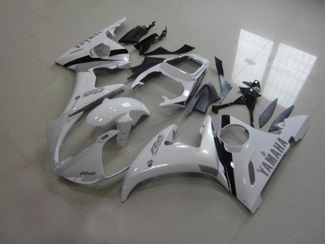 White and Grey Decals 2003-2005 YZF R6 Motorcycle Fairings