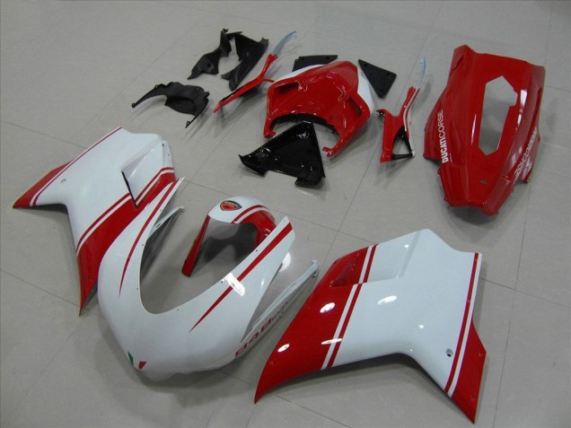 White and Red Racing Version 2007-2014 Ducati 848 1098 1198 Motorcycle Fairings