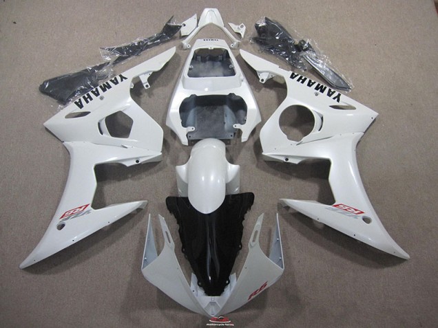 White with Black Decal 2003-2005 YZF R6 Motorcycle Fairings