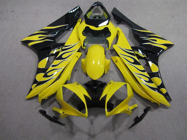 Yellow Black Flame 2006-2007 YZF R6 Motorcycle Fairings